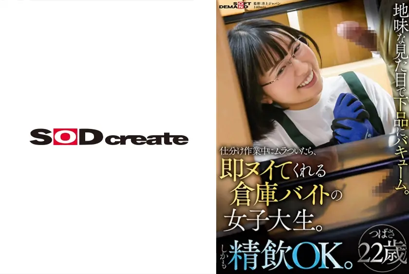 仕分け作業中にムラついたら、即ヌイてくれる倉庫バイトの女子大生。地味な見た目で下品にバキューム。しかも精飲OK。つばさ22歳